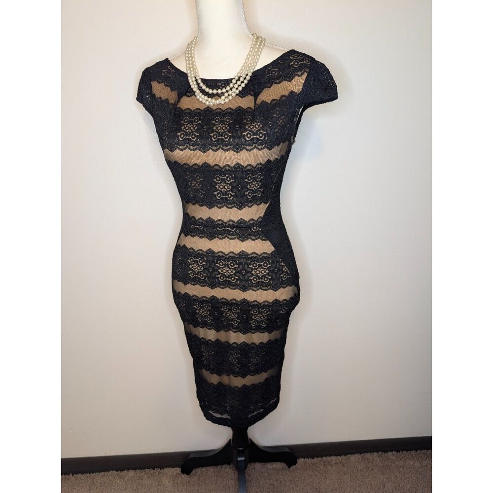Mystic Black Lace Illusion Cocktail Dress Size M